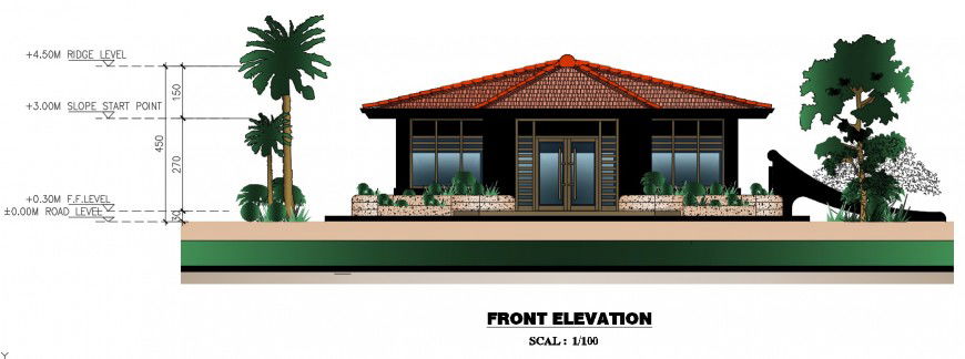 Elevation of house 2d views CAD drawings details in autocad