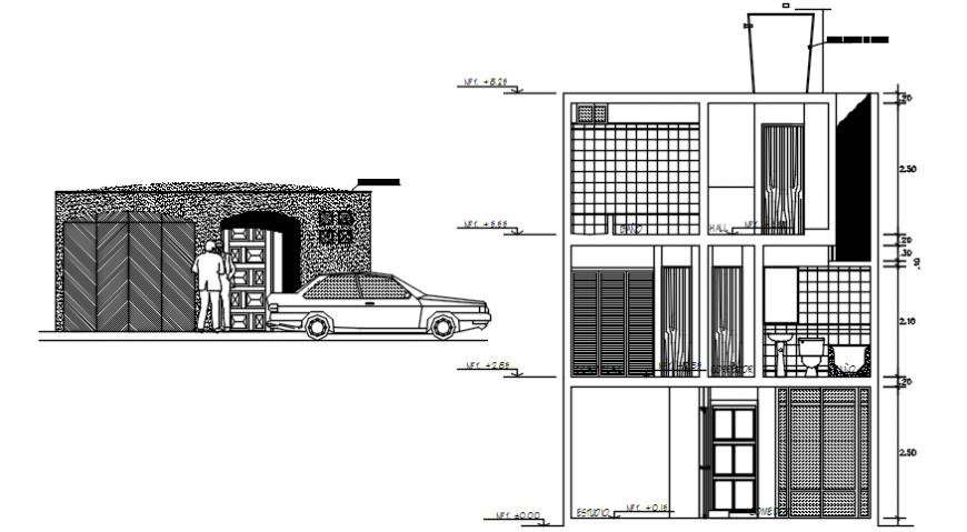 Elevation of house siege in AutoCAD file