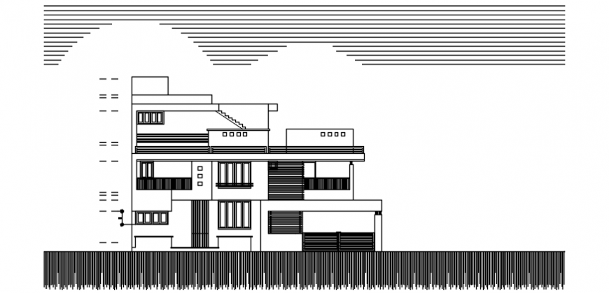 Elevation of house with floor view in AutoCAD file