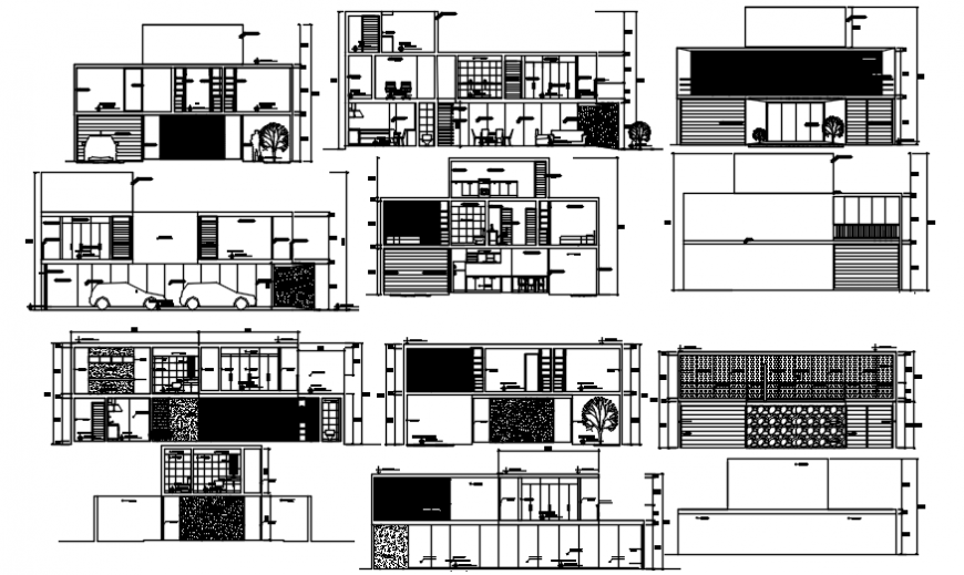 Elevation of housing different axis in AutoCAD file