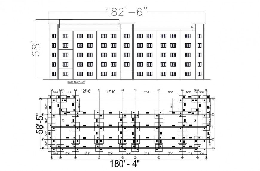 Elevation of Industrial building in dwg file