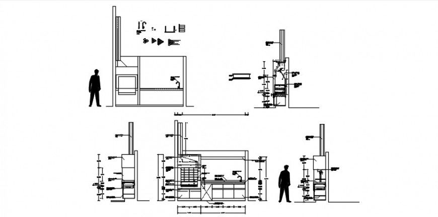 Elevation of kitchen 2d view CAD drawings details in autocad file