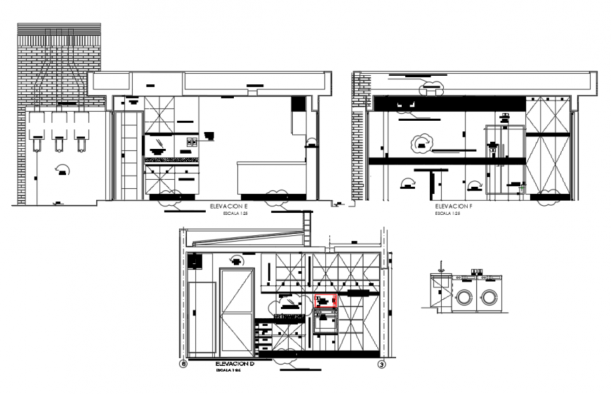 Elevation of kitchen drawings autocad software file