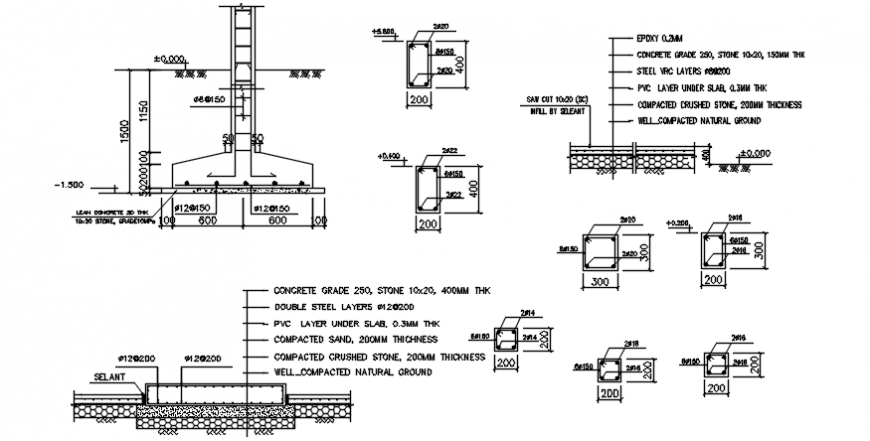 Elevation of machine platform and support construction view in AutoCAD