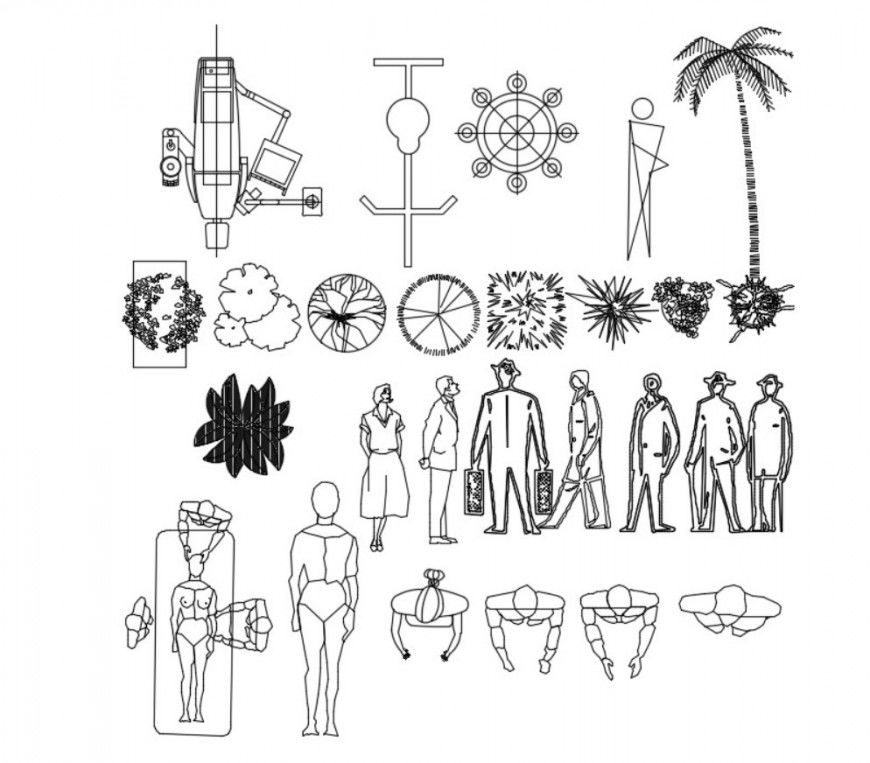 Elevation of people blocks and furniture units dwg file