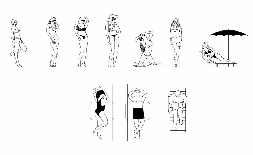 Elevation of people CAD blocks detail layout autocad file