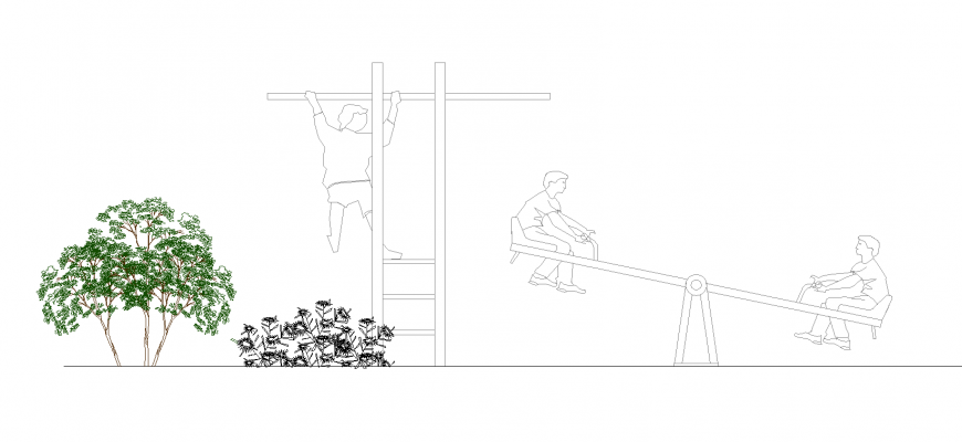 Elevation of playing area with design dwg file