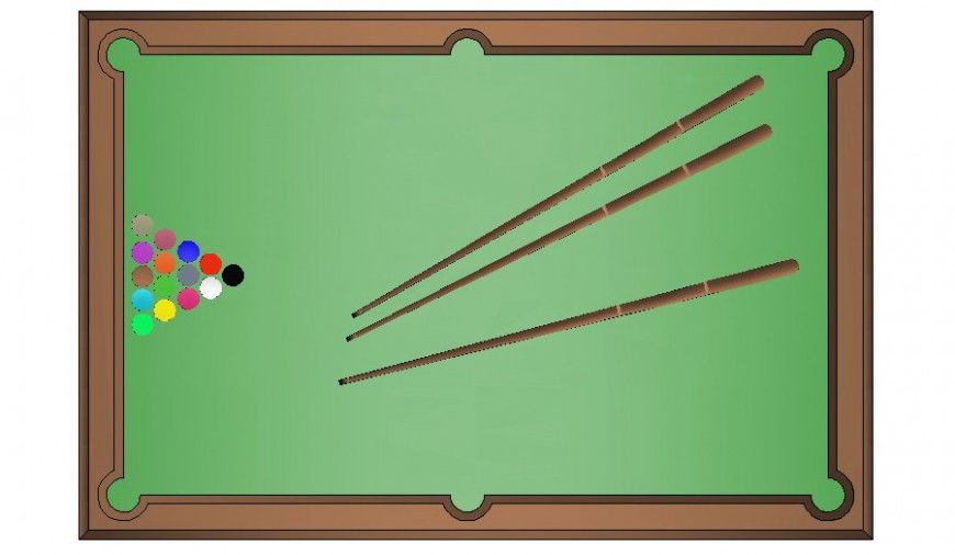 Elevation of pool table detail drawing in autocad