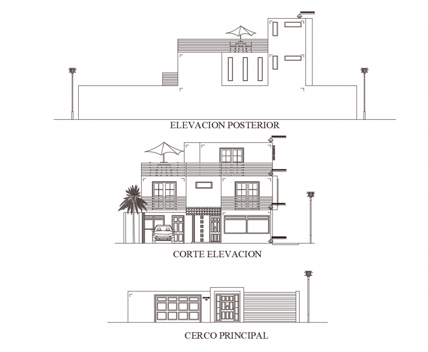 Elevation of residential apartment 2d drawing Autocad file