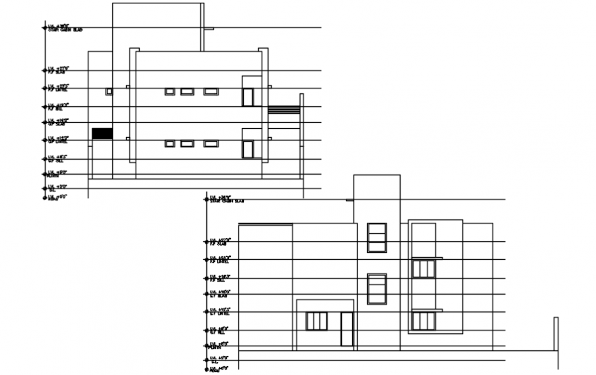 Elevation of residential building dwg file