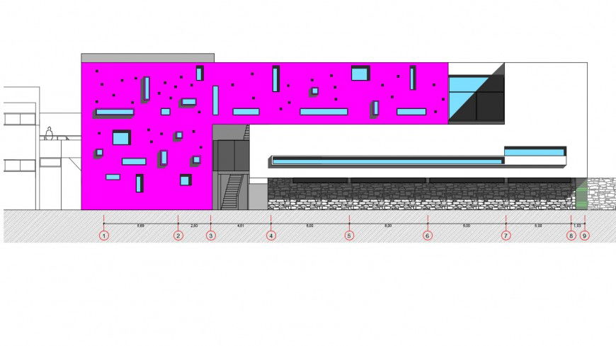 Elevation of restaurant area in auto cad file