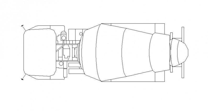 Elevation of RMC truck 2d view in autocad software