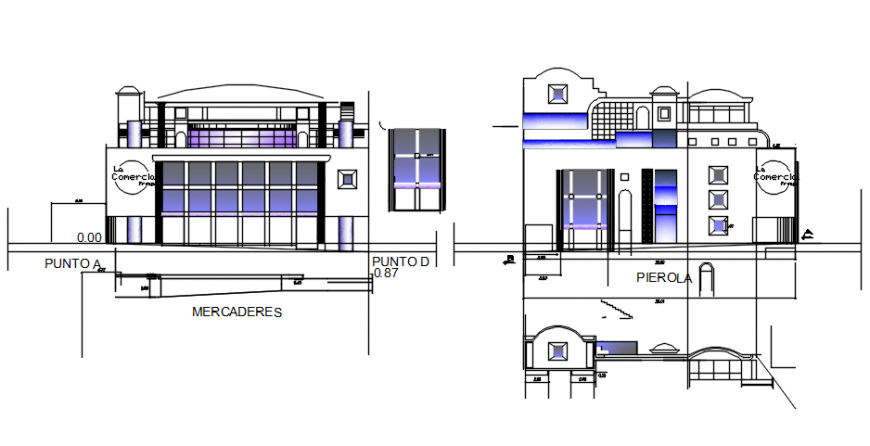Elevation of shopping Centre design in auto cad file