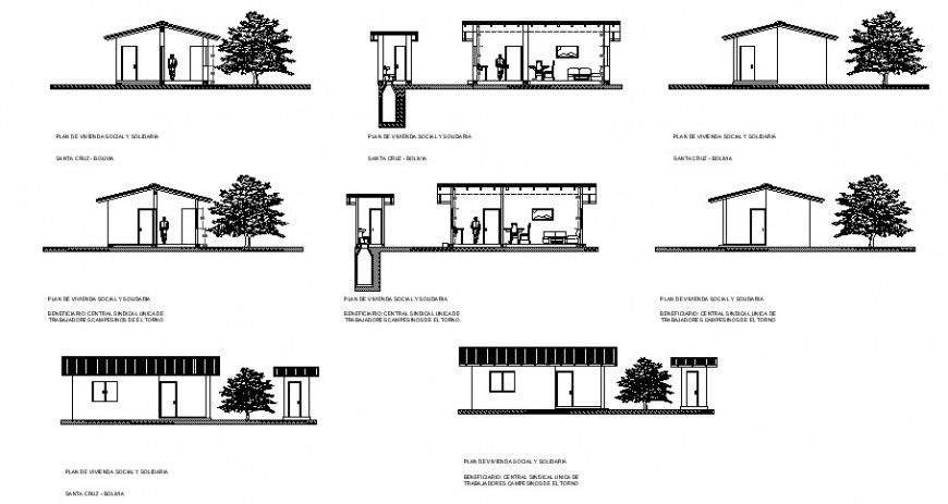 Elevation of social housing in auto cad