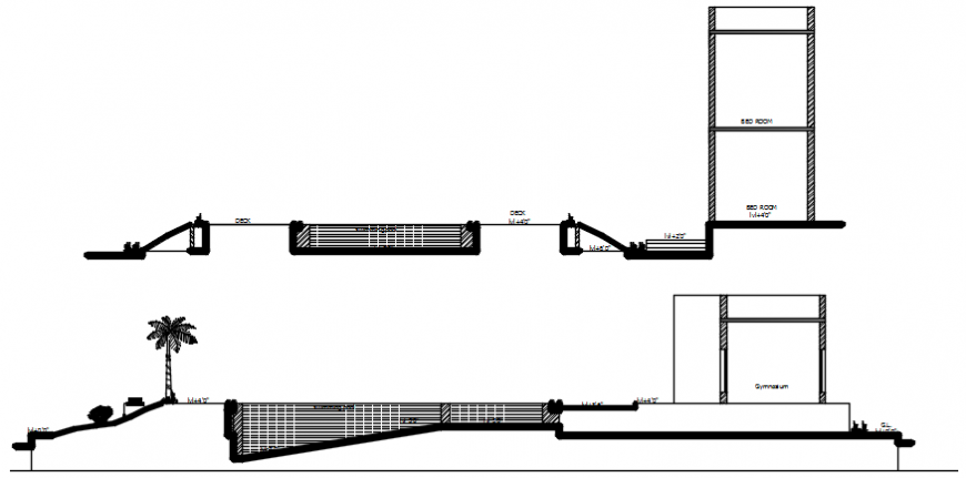 Elevation of swimming pool in AutoCAD