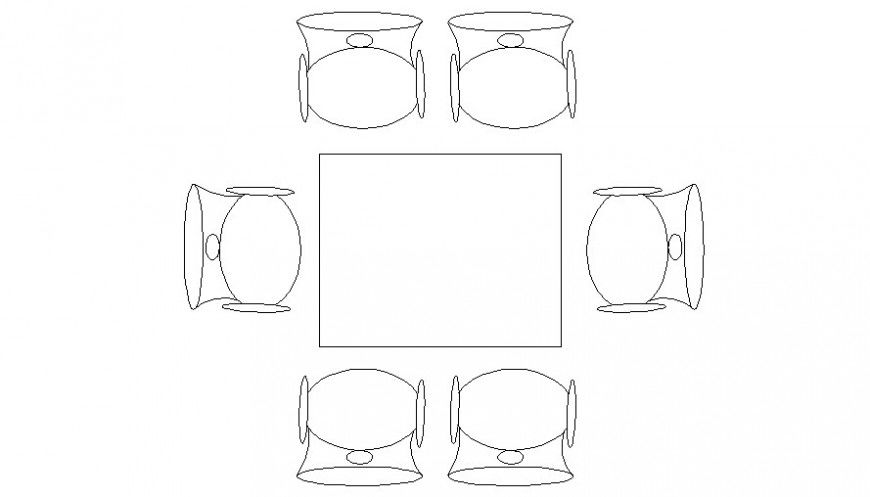 Elevation of table and chair detail furniture block autocad file