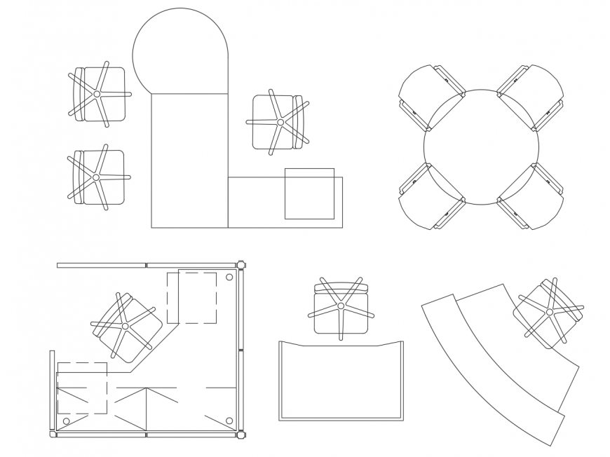 Elevation of table and chair units 2d view furniture block autocad file