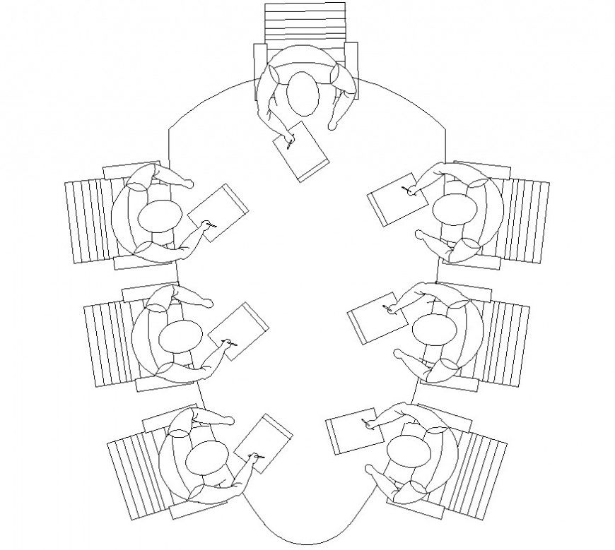 Elevation of the conference table and chair drawings in Autocad