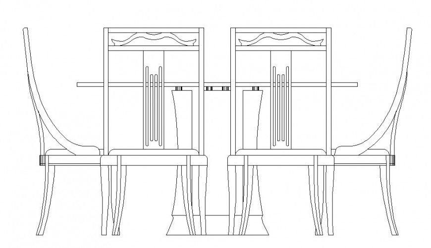 elevation of the dining table with  4 chairs.