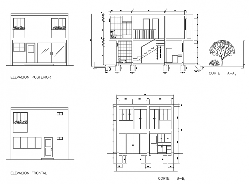Elevation of the family housing section detail
