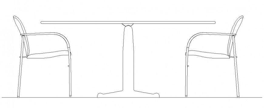elevation of the square dining table with two chairs.