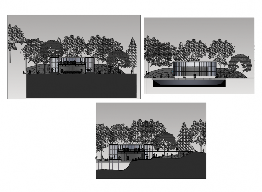 Elevation of theater with different design dwg file