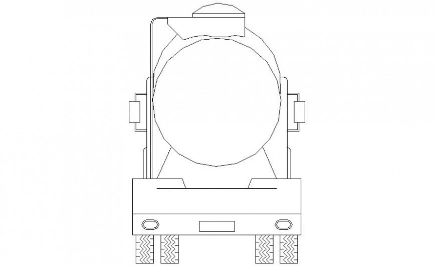 Elevation of transportation truck 2d view in autocad