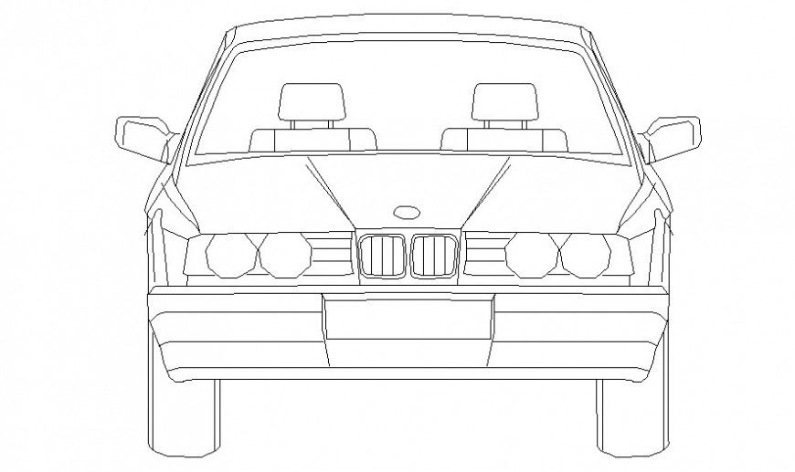 Elevation of transportation units car 2d view dwg file