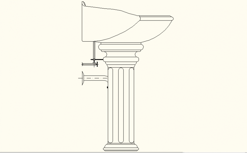 Elevation of wash basin detail plan layout file