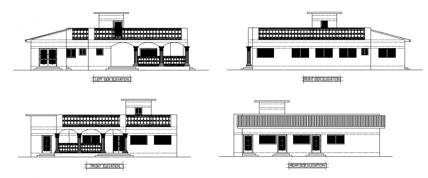 Elevation plan design drawing of Bungalow design