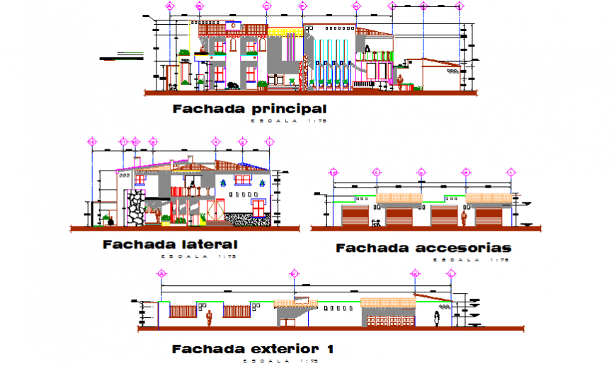 Elevation Plan design drawing of Farm house design drawing