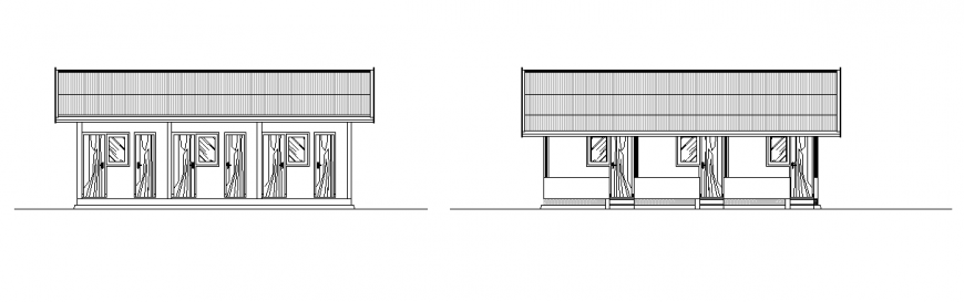 Elevation plan design of small school house design drawing