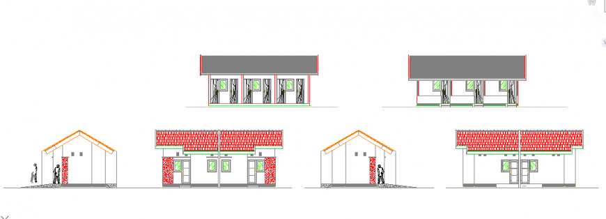 Elevation plan design of Teachers school house design drawing
