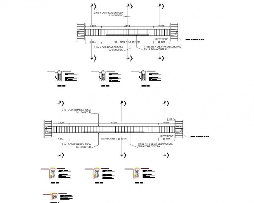Elevation plan of beam detail layout file