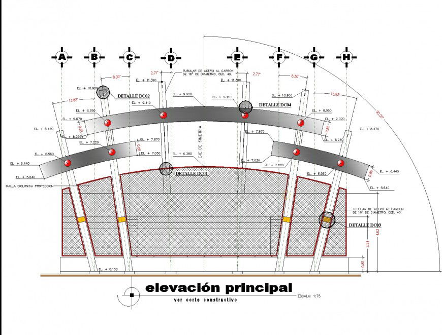 Elevation principal office detail plan layout file