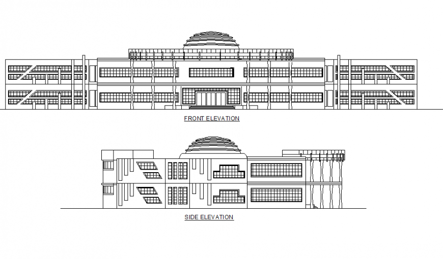 Elevation School commercial building layout file