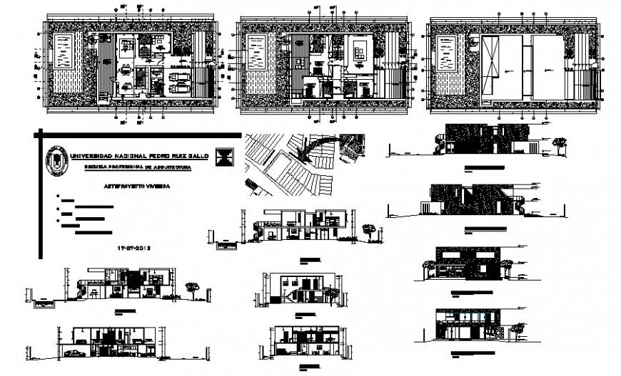Elevation section and work plan 2d view of house autocad file
