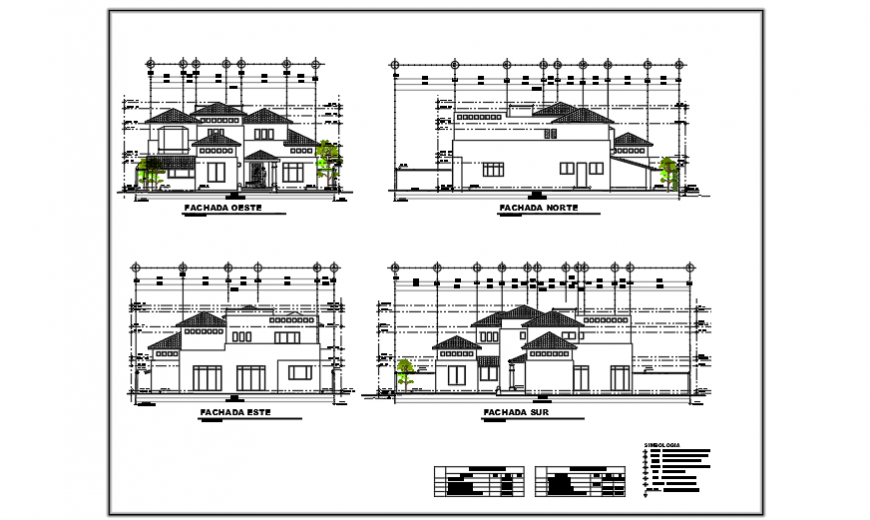 Elevation view design drawing of residential house design