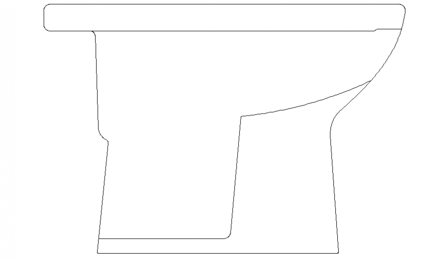 Elevation view of floor mounted water closet with detailing in dwg file.