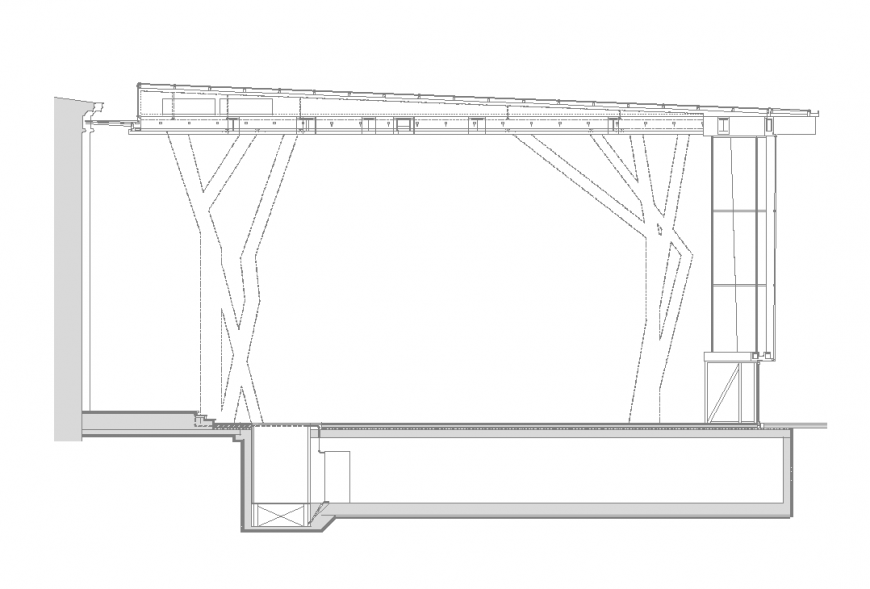 Elevation with design of steel structural design of support dwg file