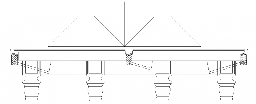 Elevation with furniture view of table design dwg file