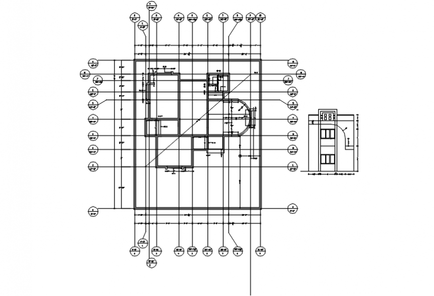 Elevation with layout plan cad file