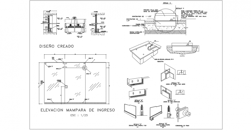 Elevation with sectional view and structure view with isometric view dwg file