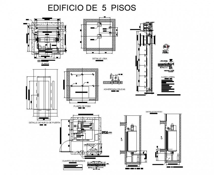 Elevator blocks detail 2d view elevation and plan autocad file