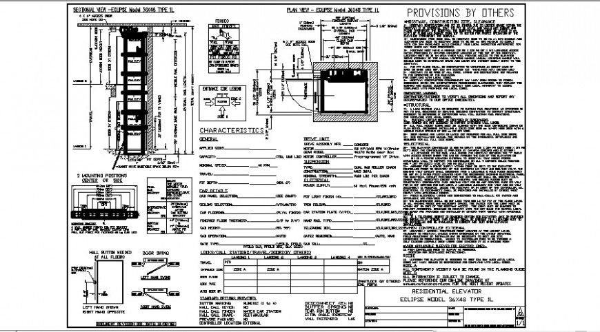 Elevator detail description and drawing in dwg AutoCAD file.
