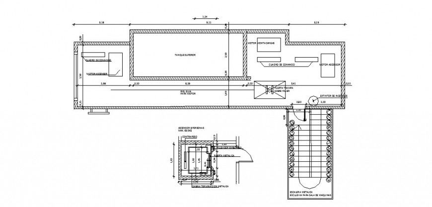Elevator installation details for multi-story building dwg file