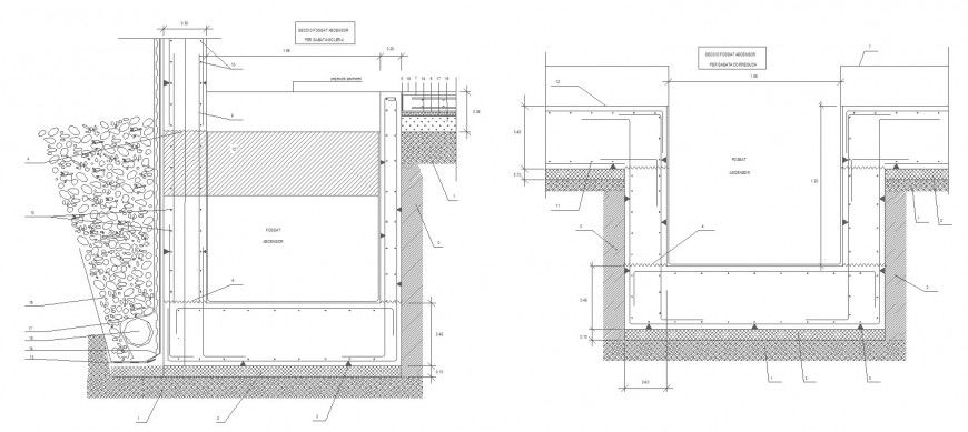 Elevator pit constriction drawing in dwg AutoCAD file.