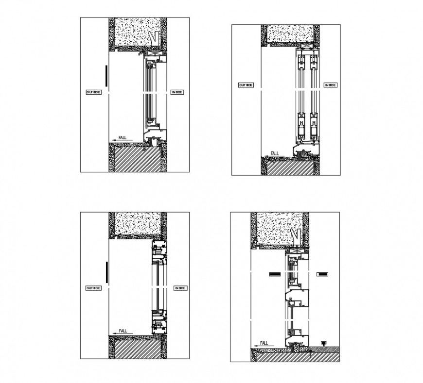Elevator units detail section 2d view CAD mechanical block dwg file
