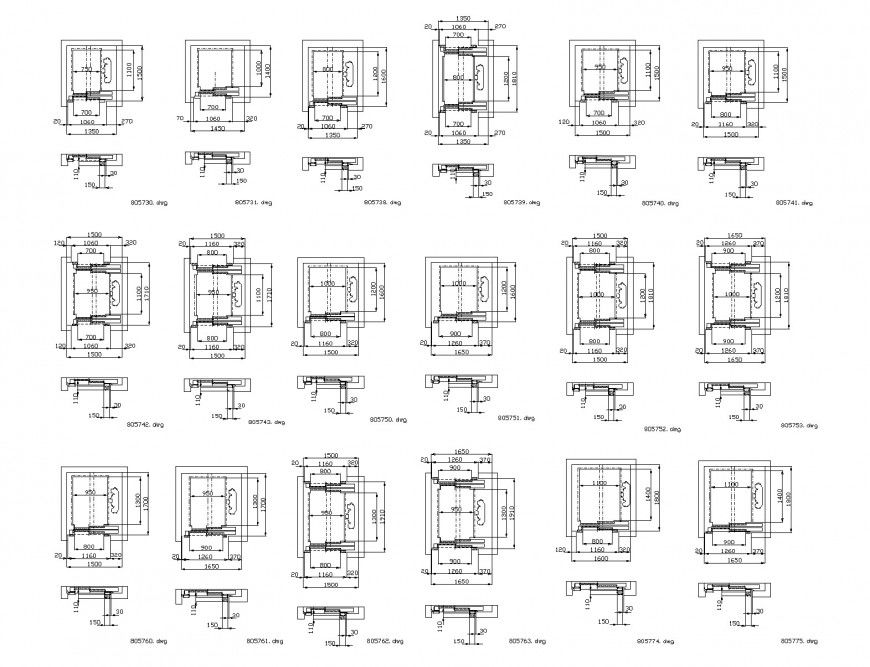 Elevators kone plan and section detail