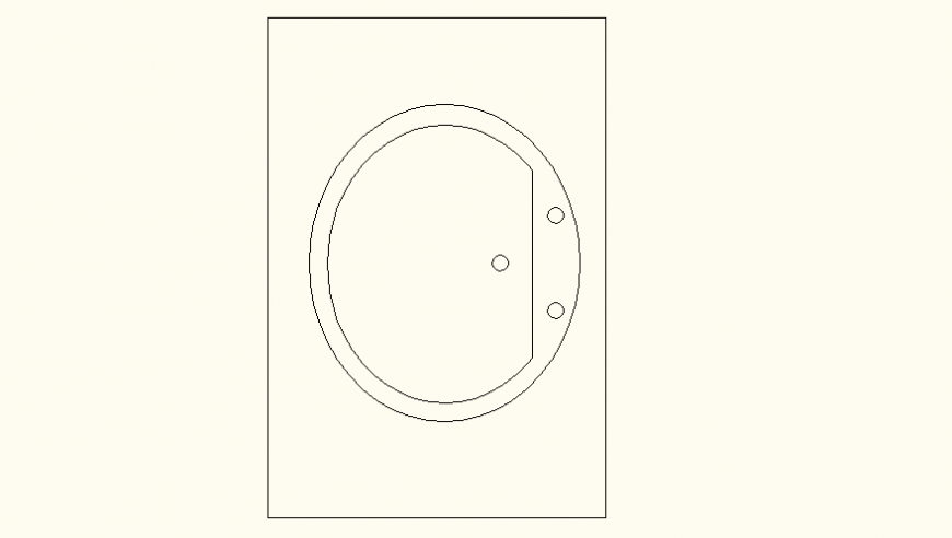 Ellipse shape wash basin detail elevation and plan autocad file